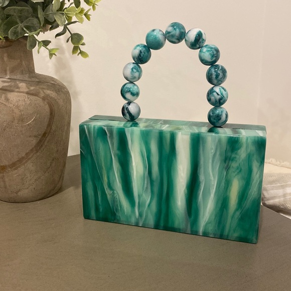 Handbags - Acrylic Green clutch